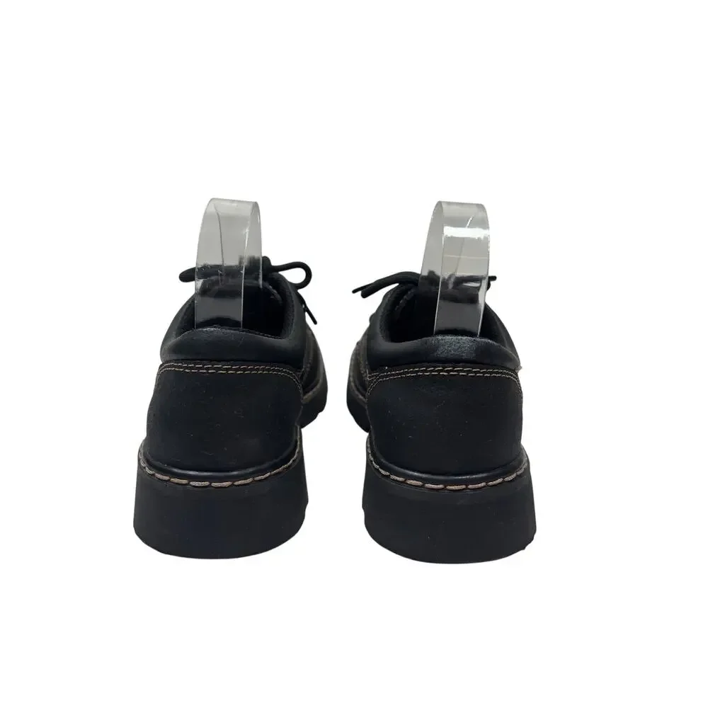 Skechers Parties - Mate Oxford Shoes Womens 8 Black Leather Lace Up Lug Sole Y2K